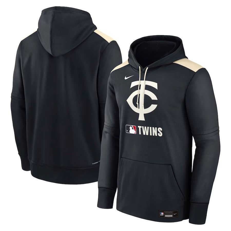 Men 2025 MLB Minnesota Twins Black Nike hoodie style 2